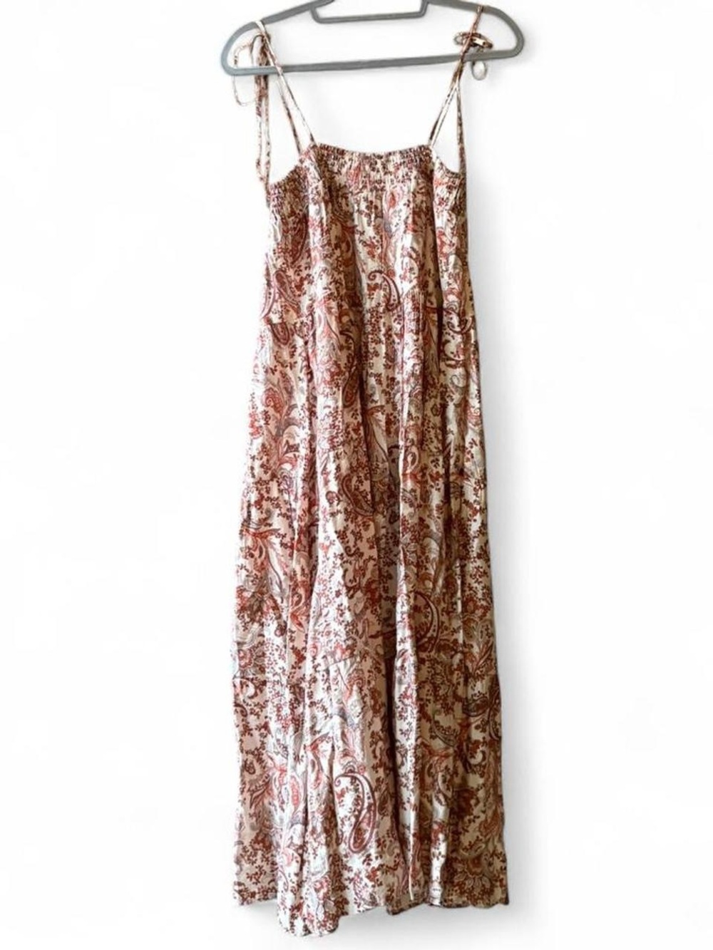 Moon River Boho Orange & Cream Paisley Print Maxi Dress Size S